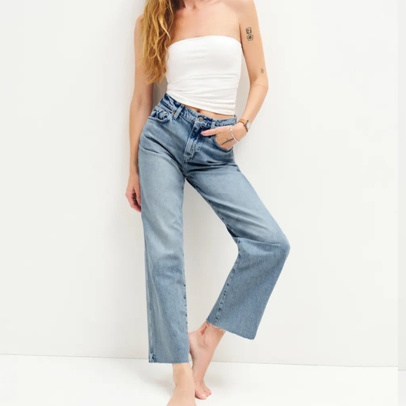 Reformation Val 90s Mid Rise Straight Cropped Jeans Manzanita - Size 29 - Picture 2 of 8